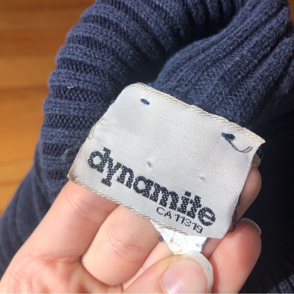 Dynamite turtleneck dark blue, marine blue slim cut stretch vintage size S small - Picture 7 of 9